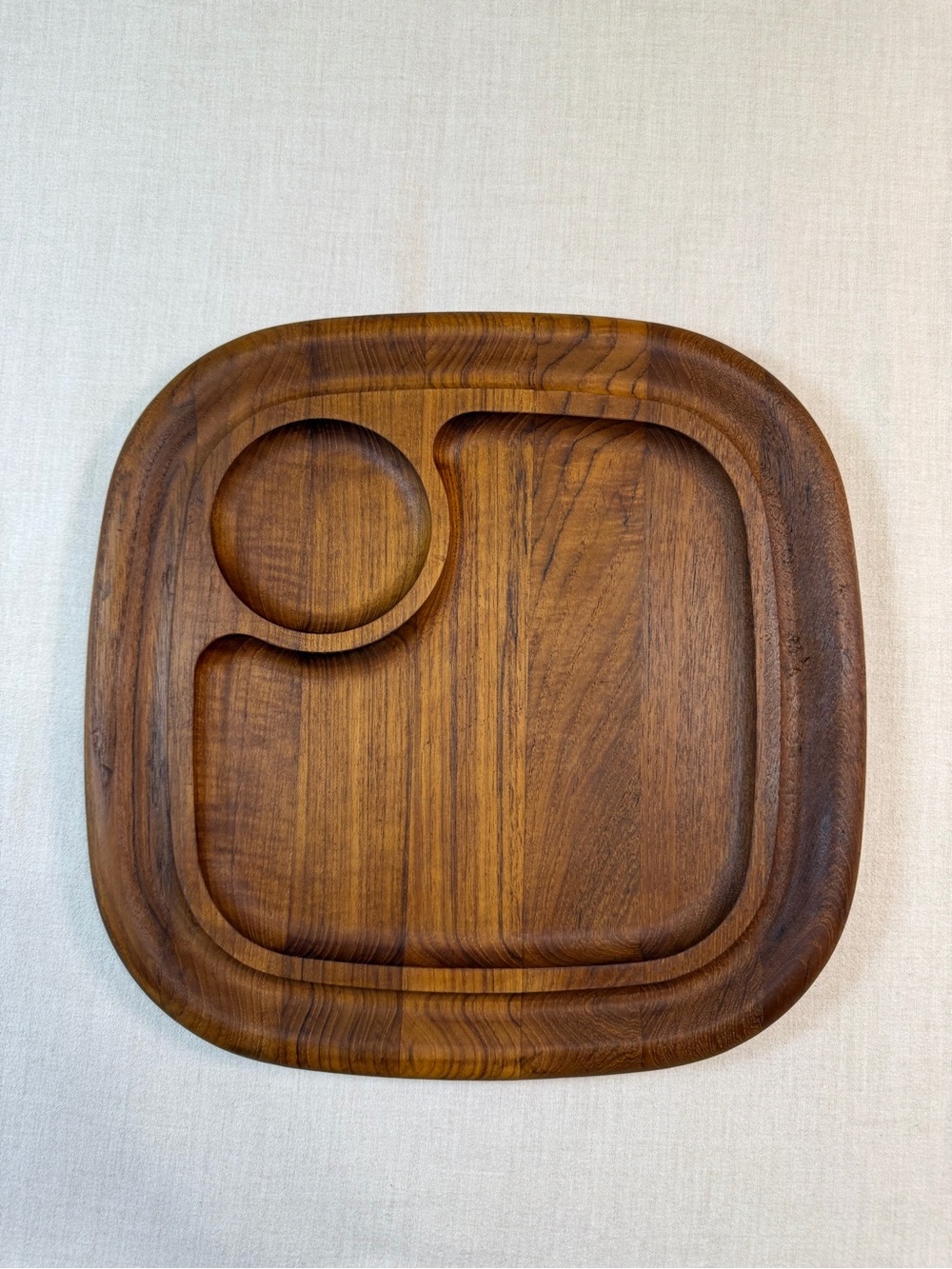 Vintage Dansk Teak Serving Tray Set MCM Danish Modern Divided Tray
